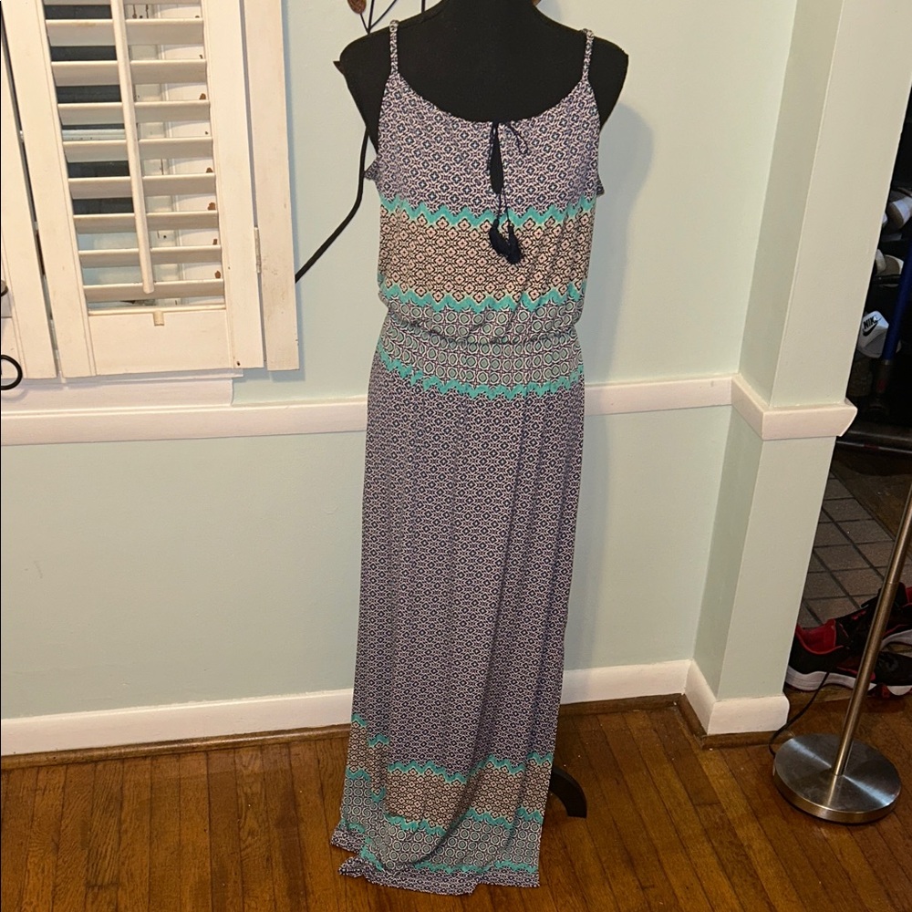 The Limited Blue and Green Patterned Dress